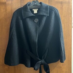 Siepelunga Fashion Sweater/Cape Knit, Black, One Size Fits All, With Belt